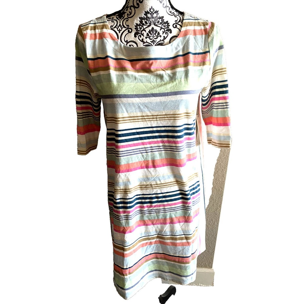 NWT M dress Peyton Parker ladies Med medium t-shirt dress pastel stripes New!
